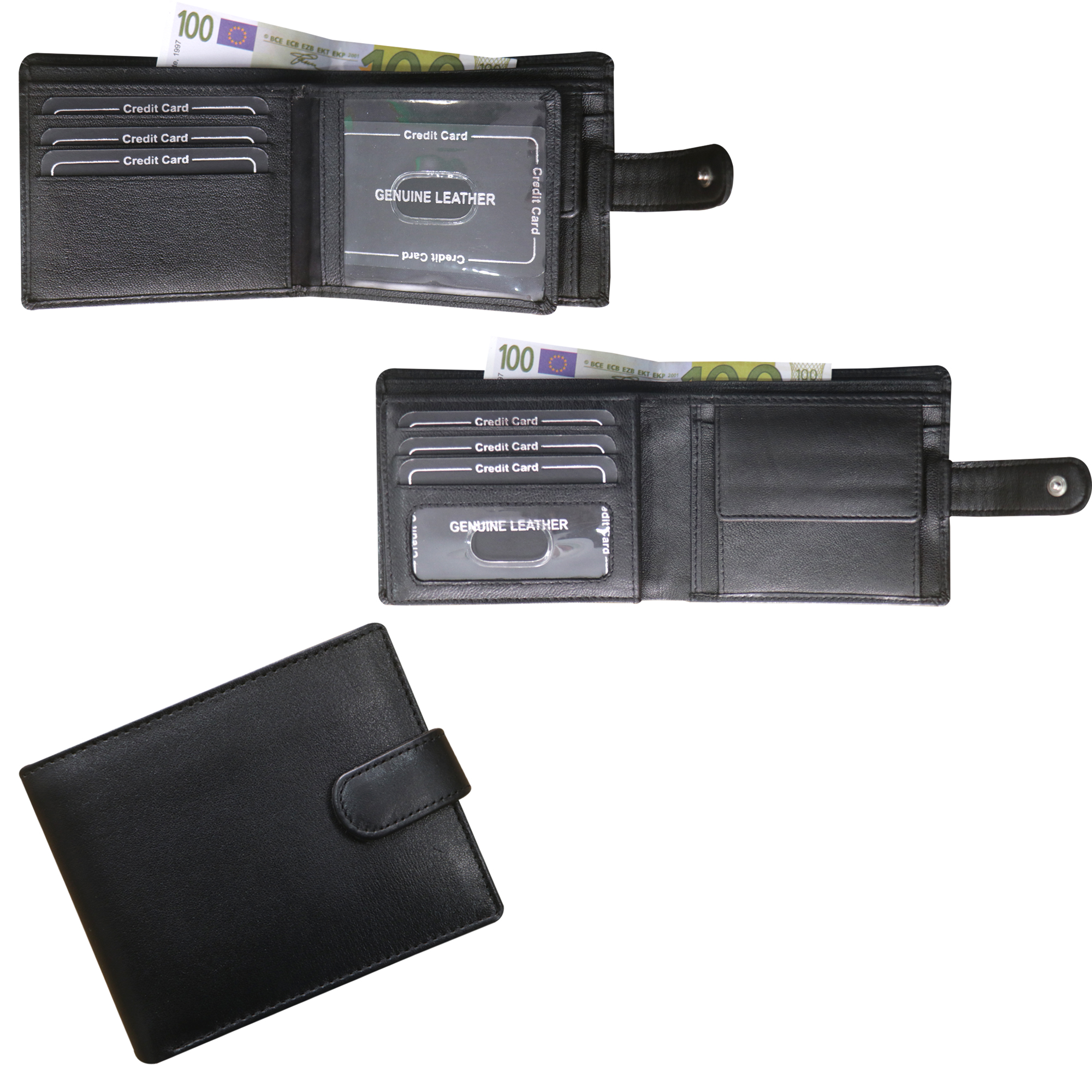 Black Coin Pocket Bifold Wallet